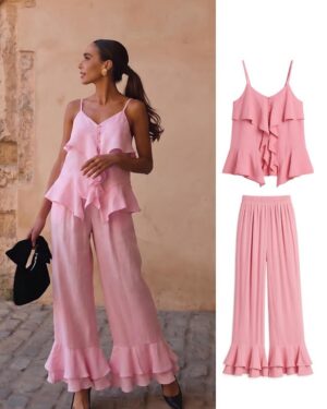 ZARA set elegant dy pjesësh në ngjyrë rozë